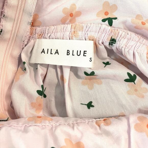 Alia Blue Pink Floral Maxi Dress Womens Small Gathered Center Open Back - Picture 7 of 10